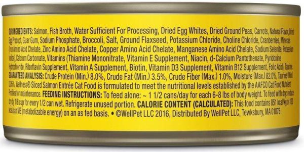 Wellness Grain Free Natural Sliced Salmon Entree Wet Canned Cat Food Online now - Image 2