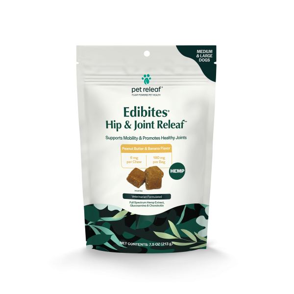 Pet Releaf Hip & Joint Releaf Edibites Peanut Butter & Banana Flavor for Medium & Large Dogs Sale
